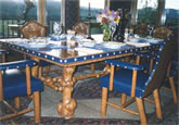 Burl Dining Table & Keyhole Chairs